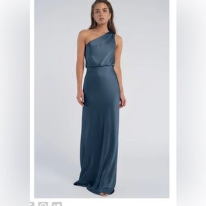 Jenny Yoo Sterling Luxe Satin dress in Evening Blue